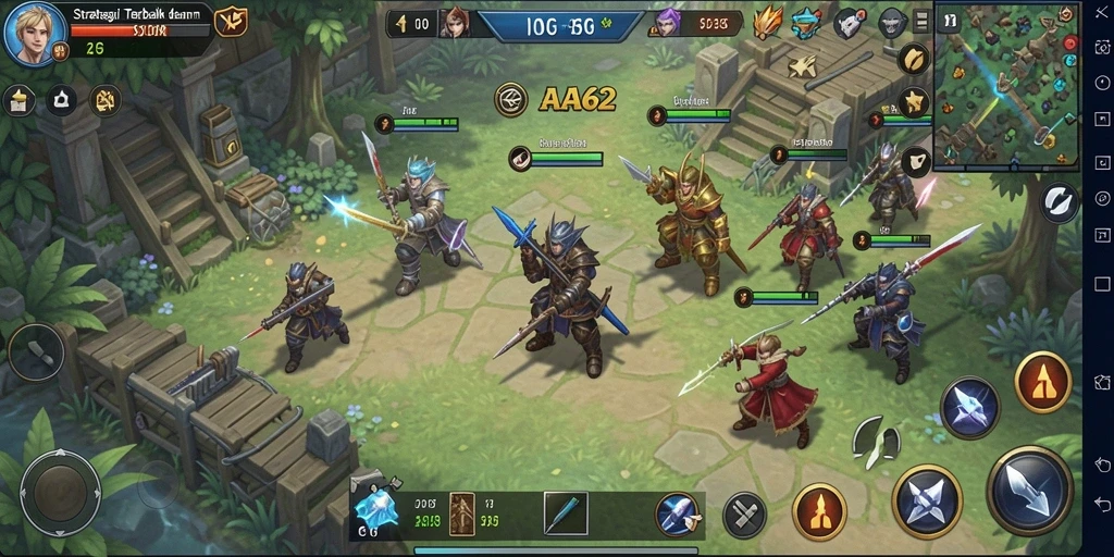 Tampilan gameplay AA62 dengan strategi pertempuran yang menegangkan.
