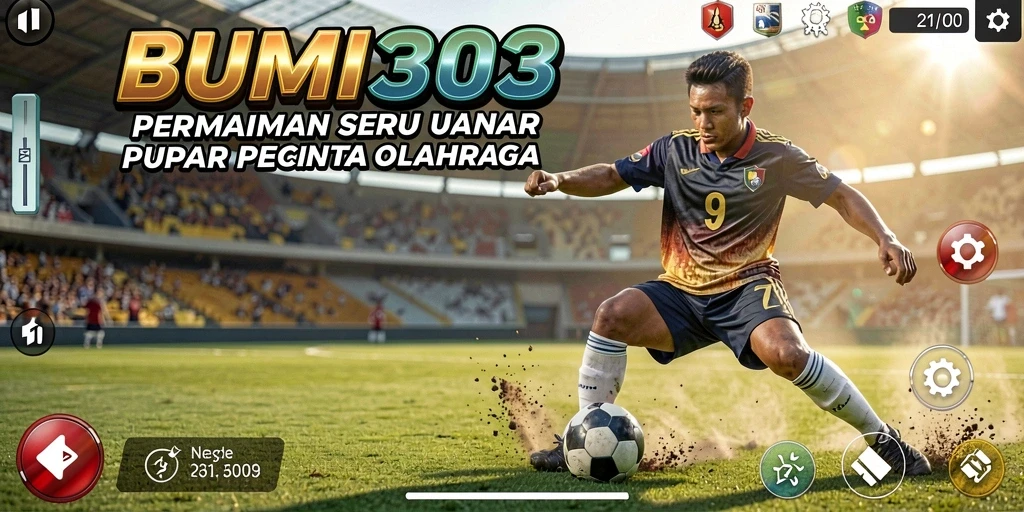 Tampilan gameplay menarik dalam BUMI303 yang menunjukkan keseruan olahraga.