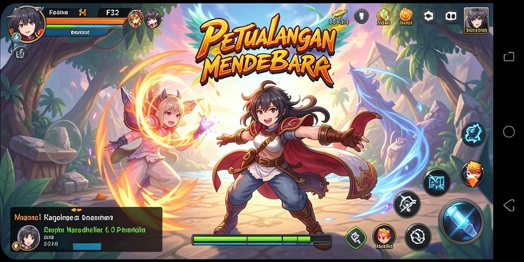 Tampilan gameplay <strong>F32</strong> yang penuh aksi dan karakter Anime menarik.