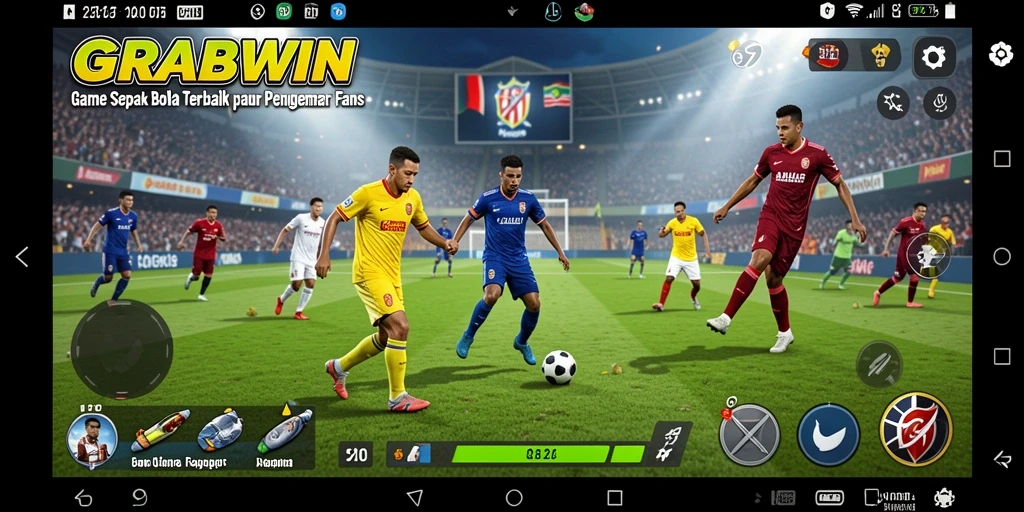 Tampilan gameplay menarik dalam GRABWIN dengan aksi sepak bola yang intens.