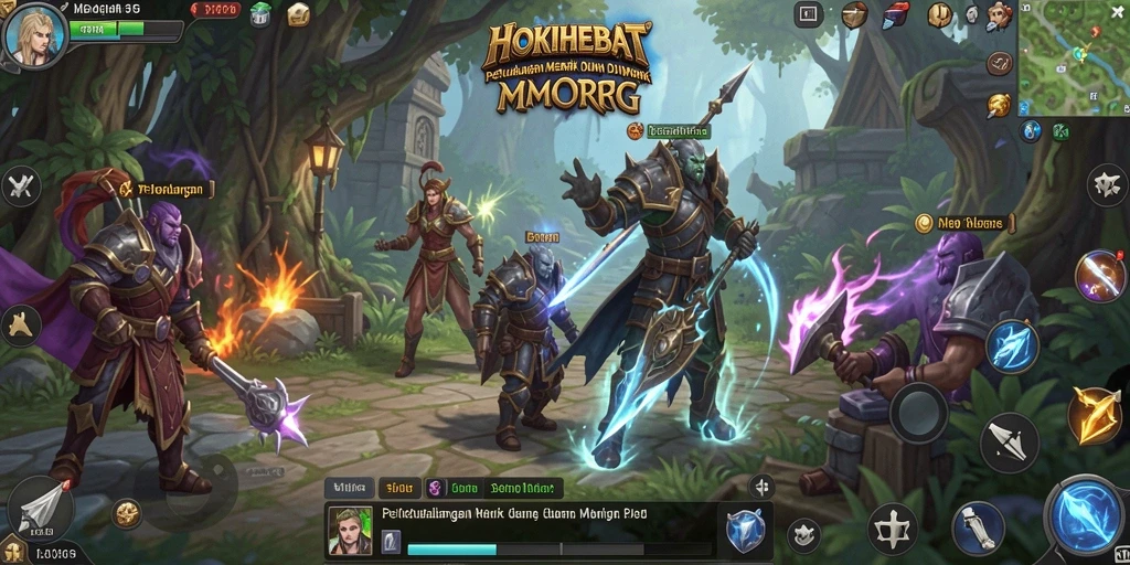 Screenshot HOKIHEBAT menampilkan pertempuran epik dalam dunia MMORPG.