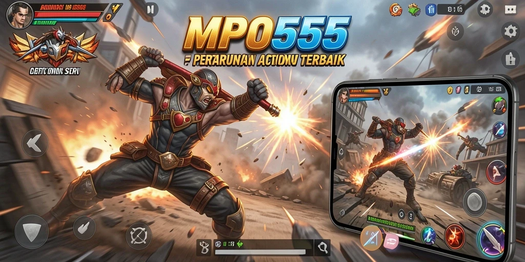 Screenshot gameplay MPO555 yang penuh aksi dan pertarungan seru.