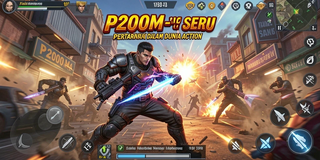 Gameplay P200M menampilkan pertarungan seru dengan karakter yang beragam.