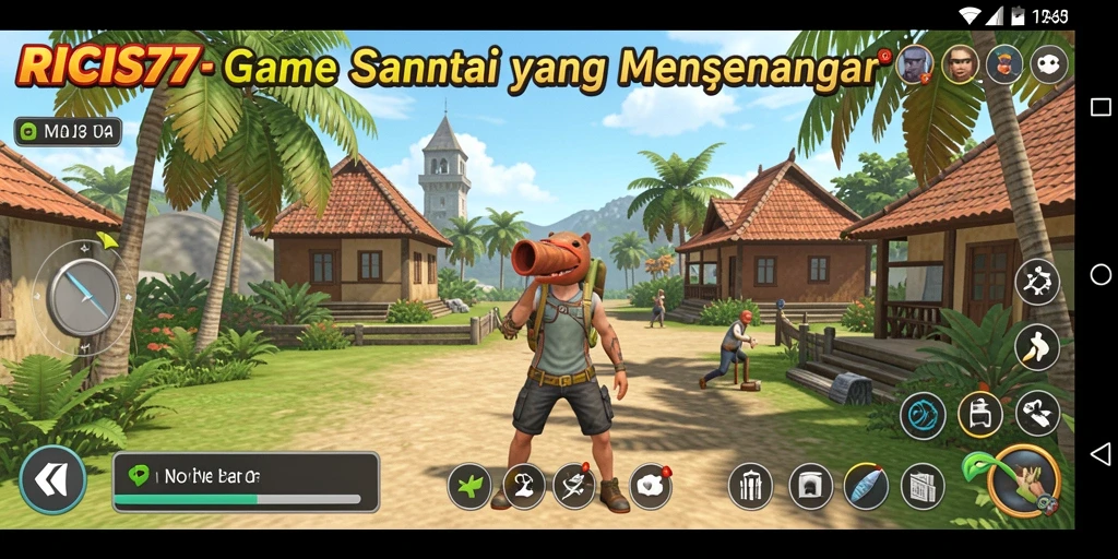 Screenshot RICIS77 menunjukkan gameplay yang mengasyikkan dan penuh warna.